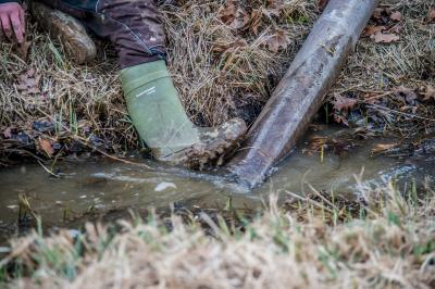 Leutenbach-Nellmersbach: Guelle laeuft in den Bach - Feuerwehr verhindert schlimmeres